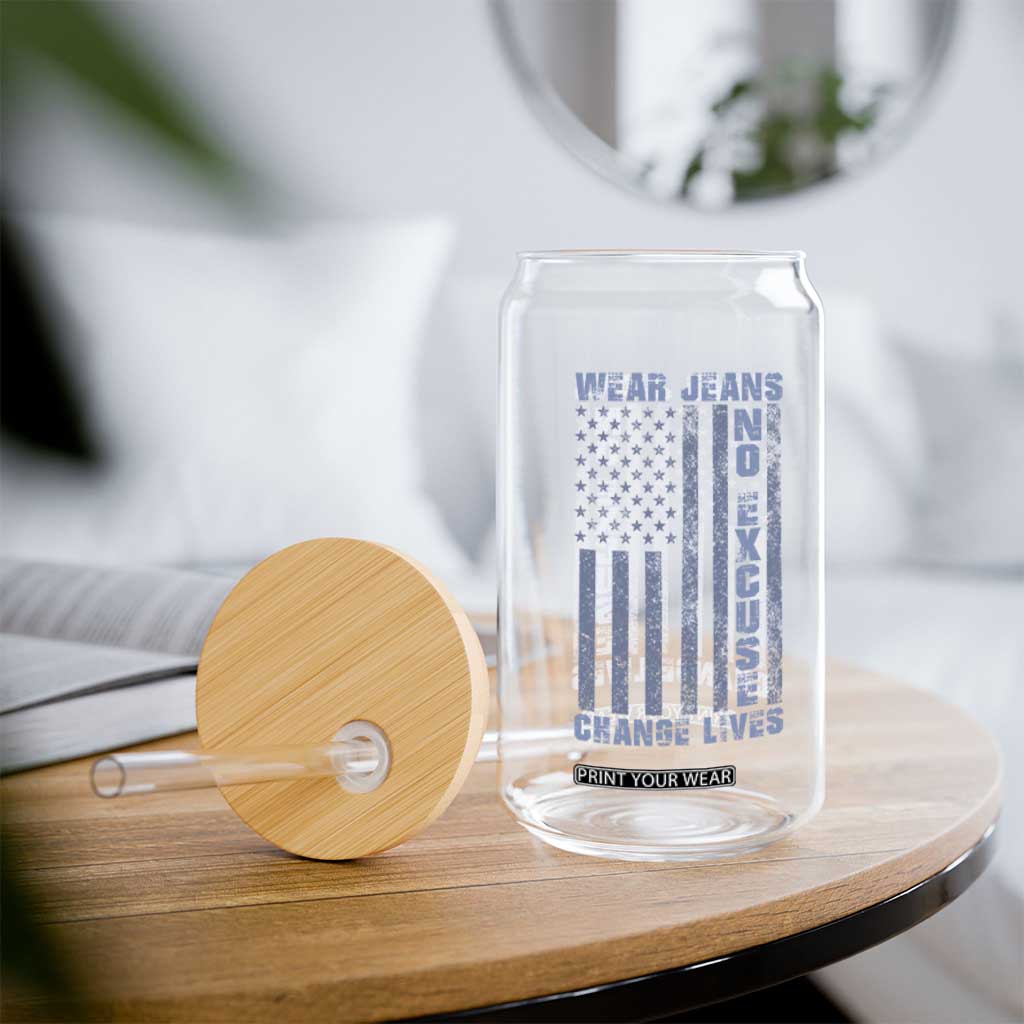 Denim Day Awareness Glass Can Wear Jeans No Excuse Change Lives Vintage American Flag TS11 Print Your Wear