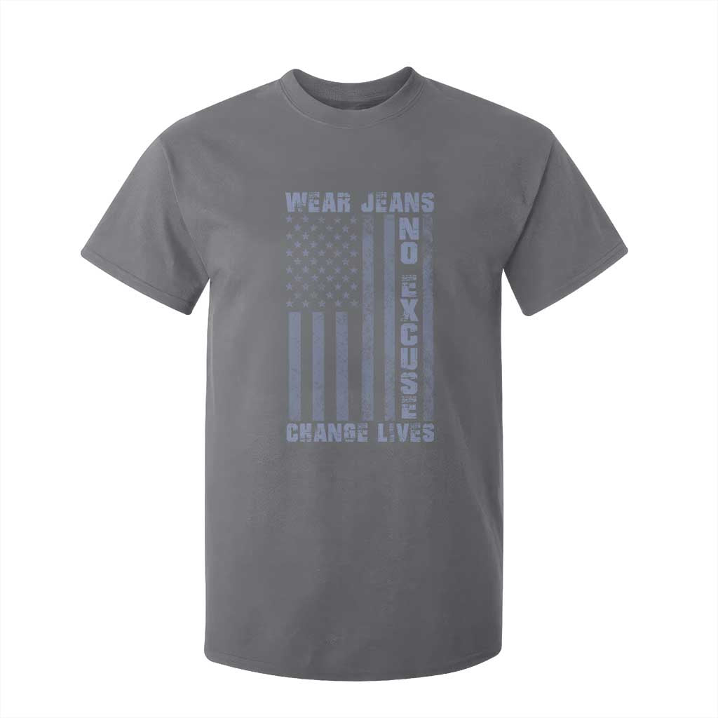 Denim Day Awareness T Shirt For Kid Wear Jeans No Excuse Change Lives Vintage American Flag TS11 Charcoal Print Your Wear