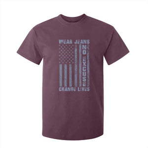 Denim Day Awareness T Shirt For Kid Wear Jeans No Excuse Change Lives Vintage American Flag TS11 Maroon Print Your Wear