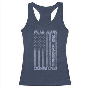 Denim Day Awareness Racerback Tank Top Wear Jeans No Excuse Change Lives Vintage American Flag TS11 Navy Print Your Wear