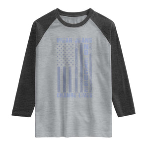 Denim Day Awareness Raglan Shirt Wear Jeans No Excuse Change Lives Vintage American Flag TS11 Heather Gray Heather Charcoal Print Your Wear
