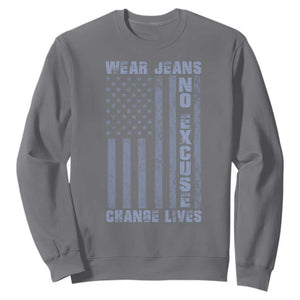 Denim Day Awareness Sweatshirt Wear Jeans No Excuse Change Lives Vintage American Flag TS11 Charcoal Print Your Wear