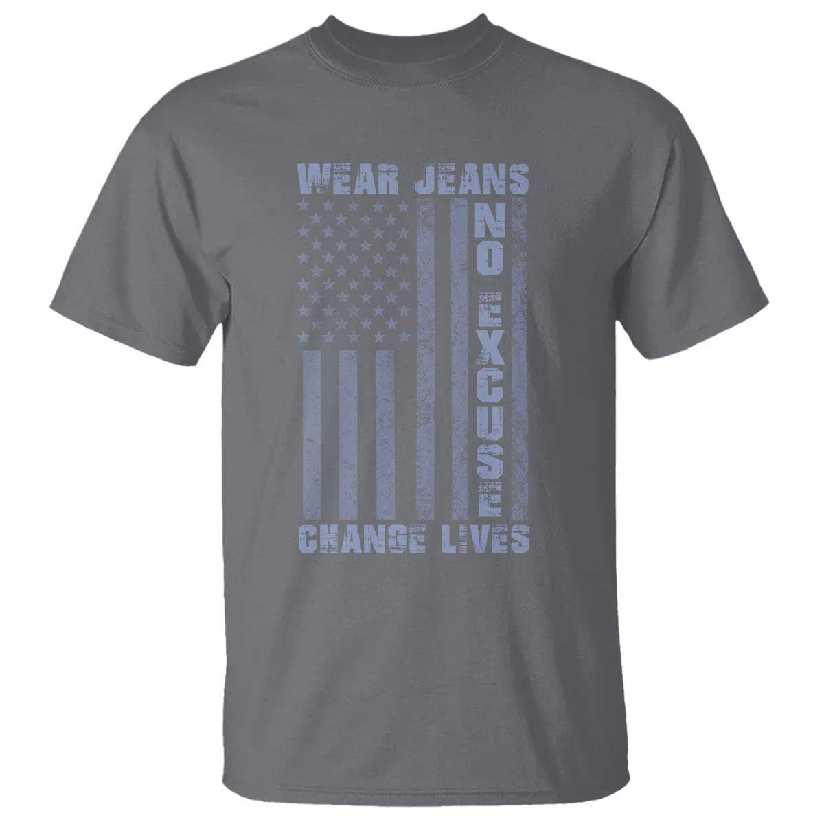 Denim Day Awareness T Shirt Wear Jeans No Excuse Change Lives Vintage American Flag TS11 Charcoal Print Your Wear