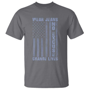 Denim Day Awareness T Shirt Wear Jeans No Excuse Change Lives Vintage American Flag TS11 Charcoal Print Your Wear