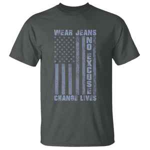 Denim Day Awareness T Shirt Wear Jeans No Excuse Change Lives Vintage American Flag TS11 Dark Heather Print Your Wear