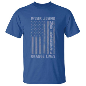 Denim Day Awareness T Shirt Wear Jeans No Excuse Change Lives Vintage American Flag TS11 Royal Blue Print Your Wear
