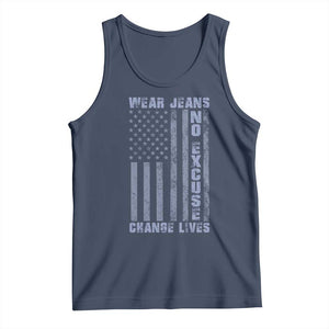 Denim Day Awareness Tank Top Wear Jeans No Excuse Change Lives Vintage American Flag TS11 Navy Print Your Wear