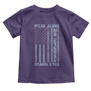 Denim Day Awareness Toddler T Shirt Wear Jeans No Excuse Change Lives Vintage American Flag TS11 Purple Print Your Wear