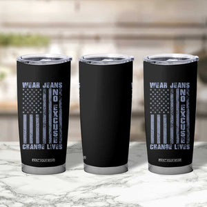 Denim Day Awareness Tumbler Cup Wear Jeans No Excuse Change Lives Vintage American Flag TS11 Print Your Wear