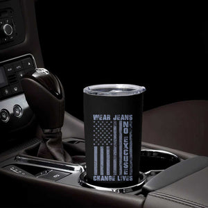 Denim Day Awareness Tumbler Cup Wear Jeans No Excuse Change Lives Vintage American Flag TS11 Print Your Wear