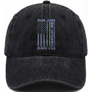Denim Day Awareness Washed Cotton Baseball Cap Wear Jeans No Excuse Change Lives Vintage American Flag TS11 Print Your Wear