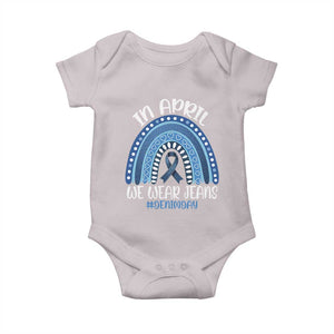 Denim Day Awareness Baby Onesie In April We Wear Jeans Rainbow TS11 Ice Gray Print Your Wear