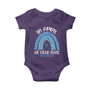 Denim Day Awareness Baby Onesie In April We Wear Jeans Rainbow TS11 Purple Print Your Wear