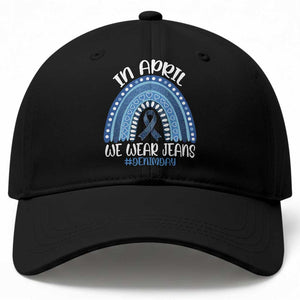 Denim Day Awareness Baseball Cap In April We Wear Jeans Rainbow TS11 Print Your Wear