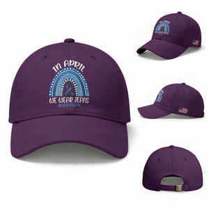 Denim Day Awareness Baseball Cap In April We Wear Jeans Rainbow TS11 Baseball Cap Universal Fit Purple Print Your Wear