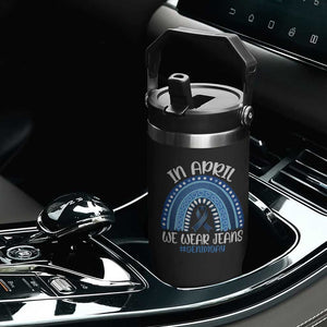 Denim Day Awareness Flip Straw Tumbler In April We Wear Jeans Rainbow TS11 Print Your Wear