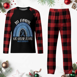 Denim Day Awareness Plaid Pajama Set In April We Wear Jeans Rainbow TS11 Buffalo Plaid Print Your Wear