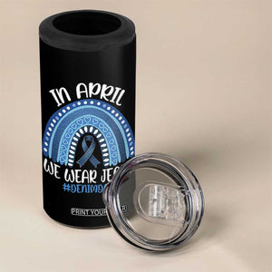 Denim Day Awareness 4 in 1 Can Cooler Tumbler In April We Wear Jeans Rainbow TS11 Print Your Wear