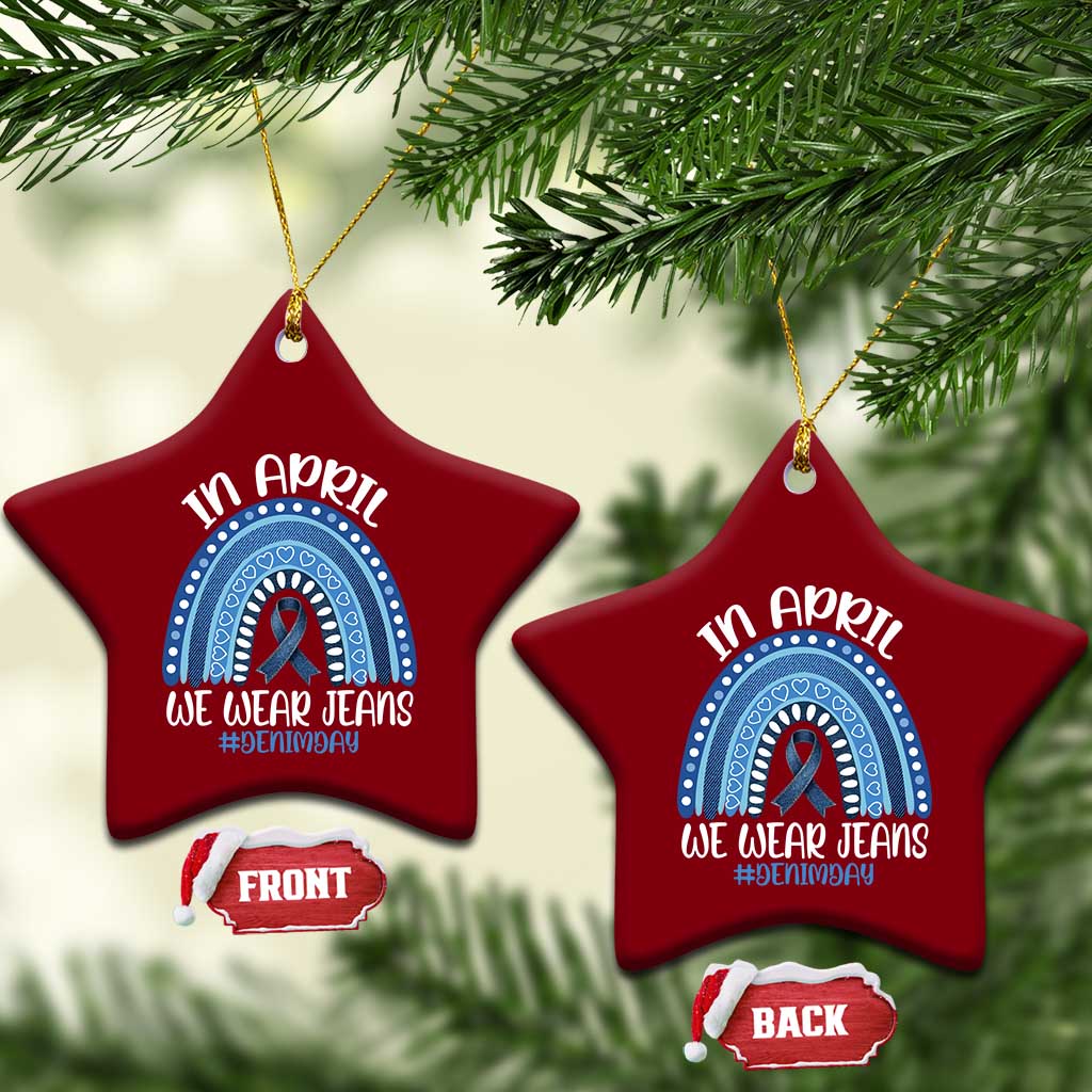 Denim Day Awareness Ceramic Ornament In April We Wear Jeans Rainbow TS11 Print Your Wear
