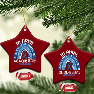 Denim Day Awareness Ceramic Ornament In April We Wear Jeans Rainbow TS11 Print Your Wear