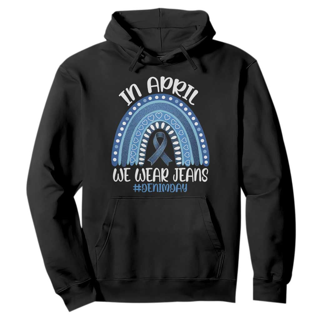 Denim Day Awareness Hoodie In April We Wear Jeans Rainbow TS11 Black Print Your Wear