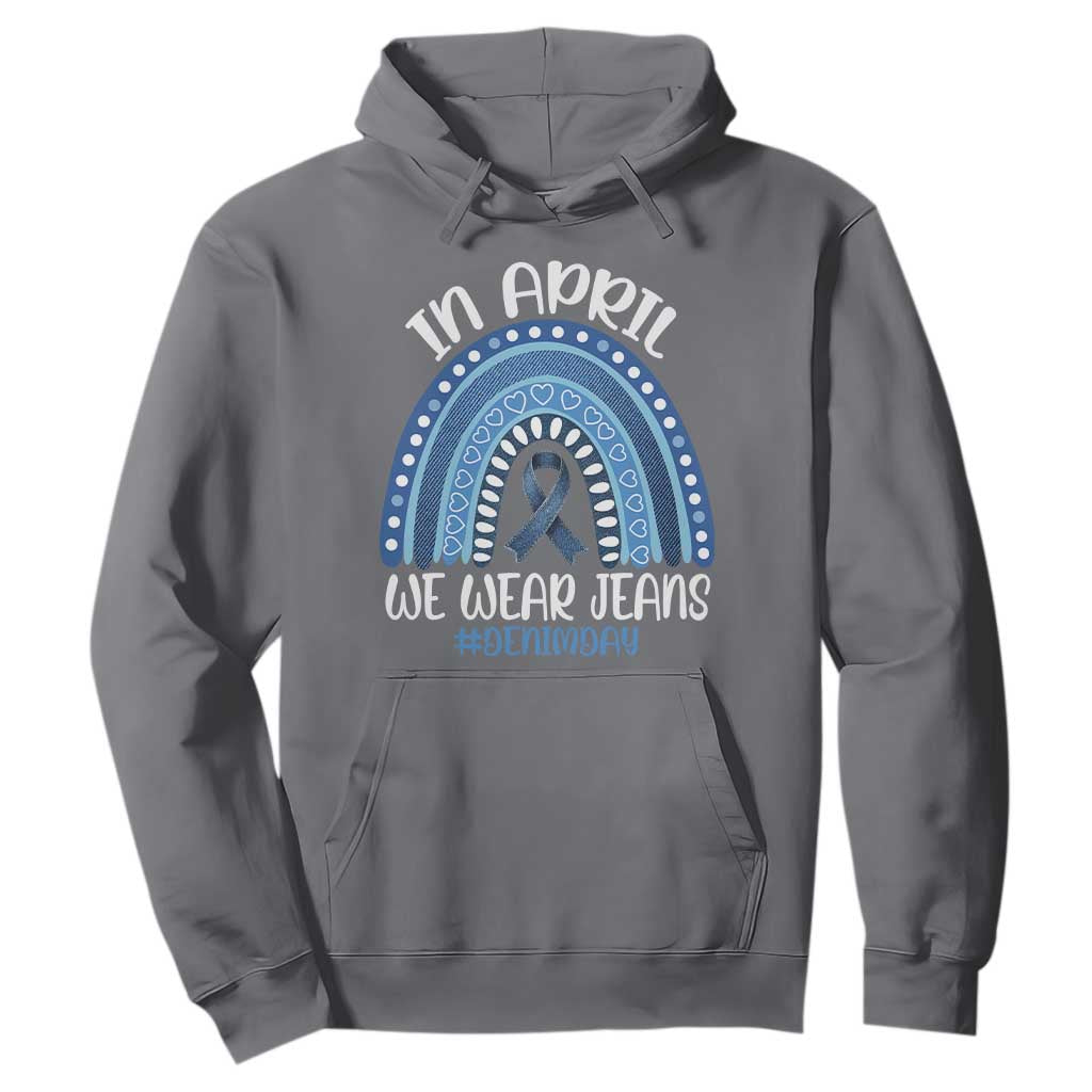Denim Day Awareness Hoodie In April We Wear Jeans Rainbow TS11 Charcoal Print Your Wear