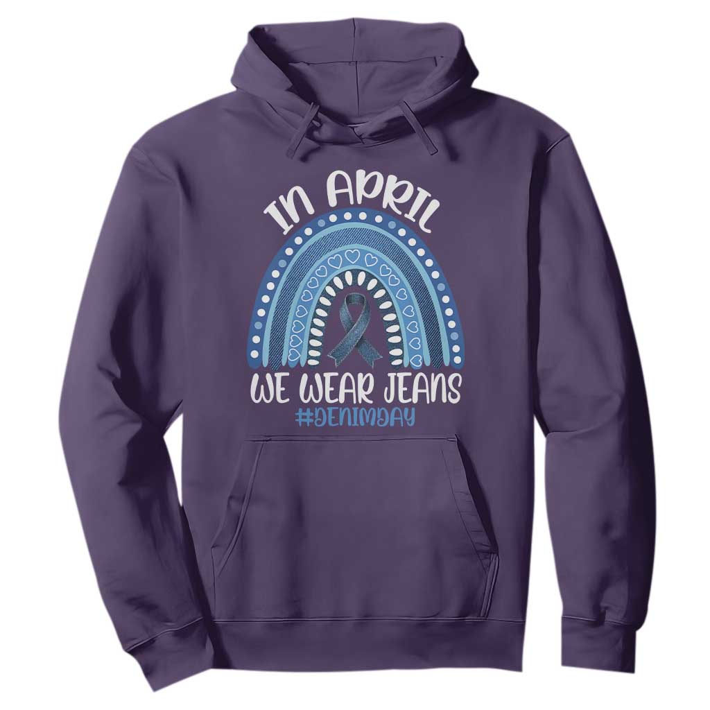 Denim Day Awareness Hoodie In April We Wear Jeans Rainbow TS11 Purple Print Your Wear