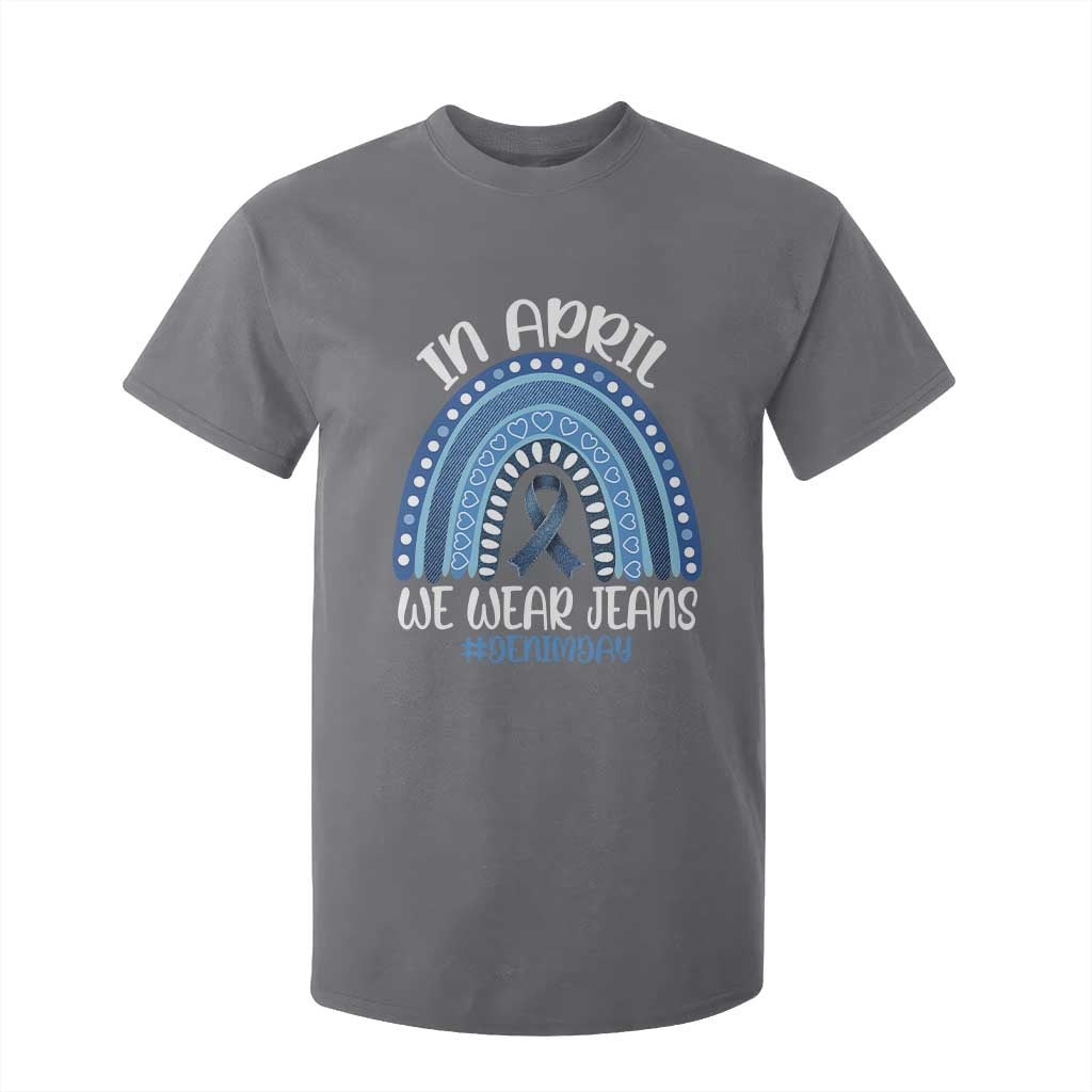 Denim Day Awareness T Shirt For Kid In April We Wear Jeans Rainbow TS11 Charcoal Print Your Wear