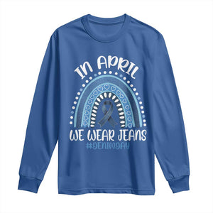 Denim Day Awareness Long Sleeve Shirt In April We Wear Jeans Rainbow TS11 Royal Blue Print Your Wear