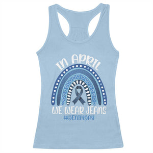 Denim Day Awareness Racerback Tank Top In April We Wear Jeans Rainbow TS11 Light Blue Print Your Wear