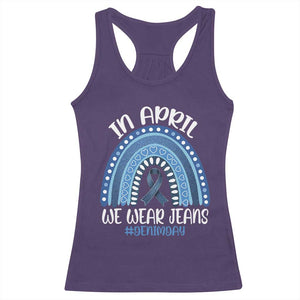 Denim Day Awareness Racerback Tank Top In April We Wear Jeans Rainbow TS11 Purple Print Your Wear