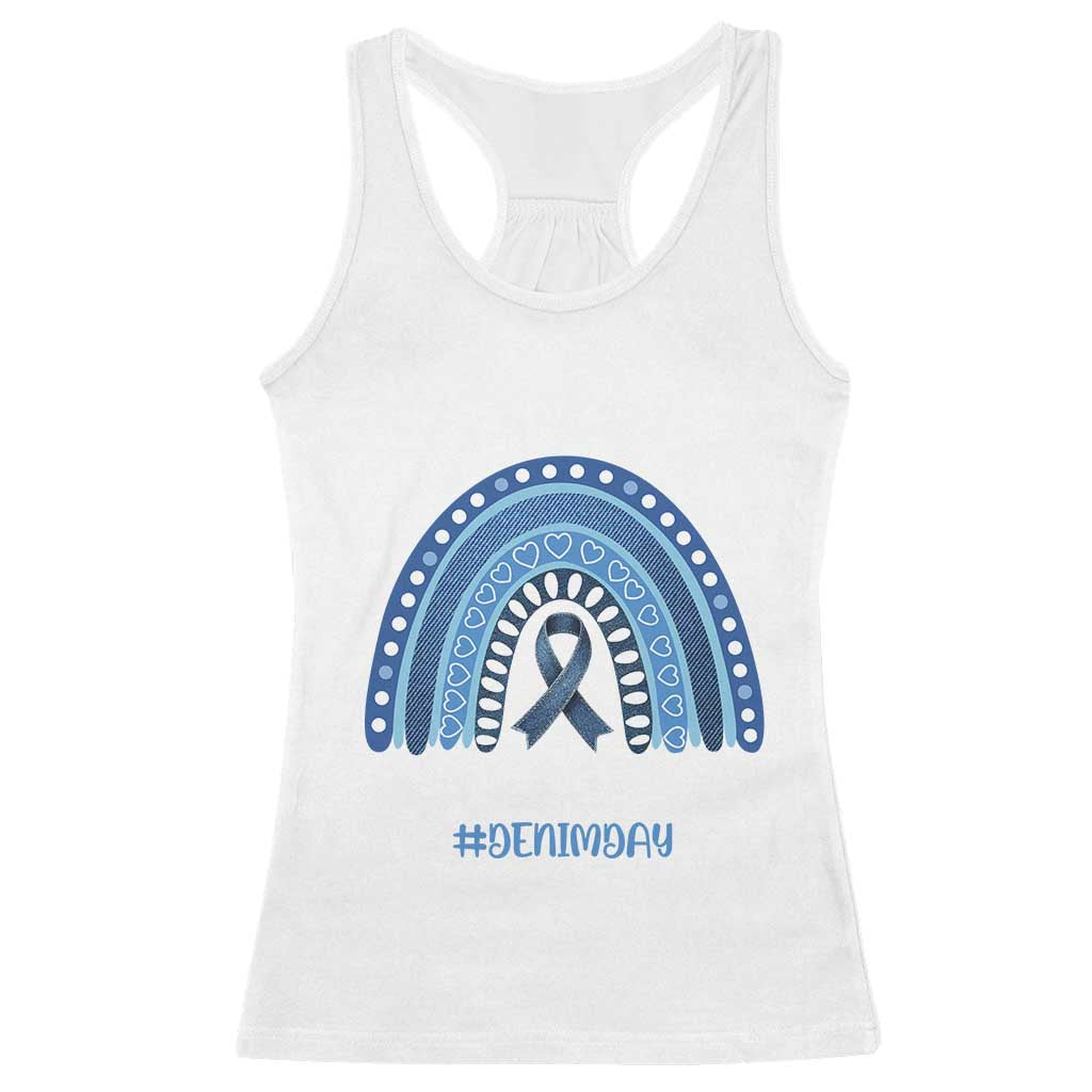 Denim Day Awareness Racerback Tank Top In April We Wear Jeans Rainbow TS11 White Print Your Wear