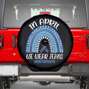 Denim Day Awareness Spare Tire Cover In April We Wear Jeans Rainbow TS11 Black Print Your Wear