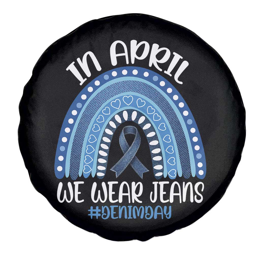 Denim Day Awareness Spare Tire Cover In April We Wear Jeans Rainbow TS11 Print Your Wear
