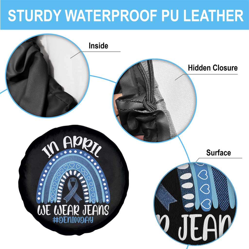 Denim Day Awareness Spare Tire Cover In April We Wear Jeans Rainbow TS11 Print Your Wear