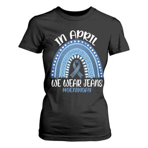 Denim Day Awareness T Shirt For Women In April We Wear Jeans Rainbow TS11 Black Print Your Wear
