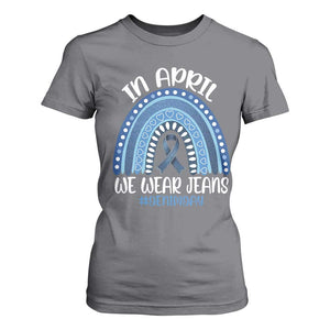 Denim Day Awareness T Shirt For Women In April We Wear Jeans Rainbow TS11 Charcoal Print Your Wear