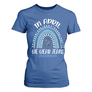 Denim Day Awareness T Shirt For Women In April We Wear Jeans Rainbow TS11 Royal Blue Print Your Wear