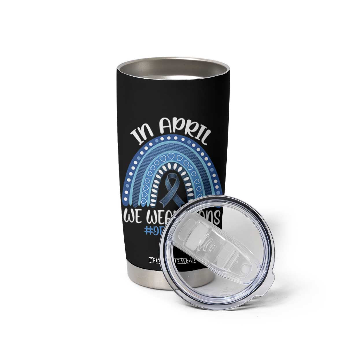 Denim Day Awareness Tumbler Cup In April We Wear Jeans Rainbow TS11 Print Your Wear