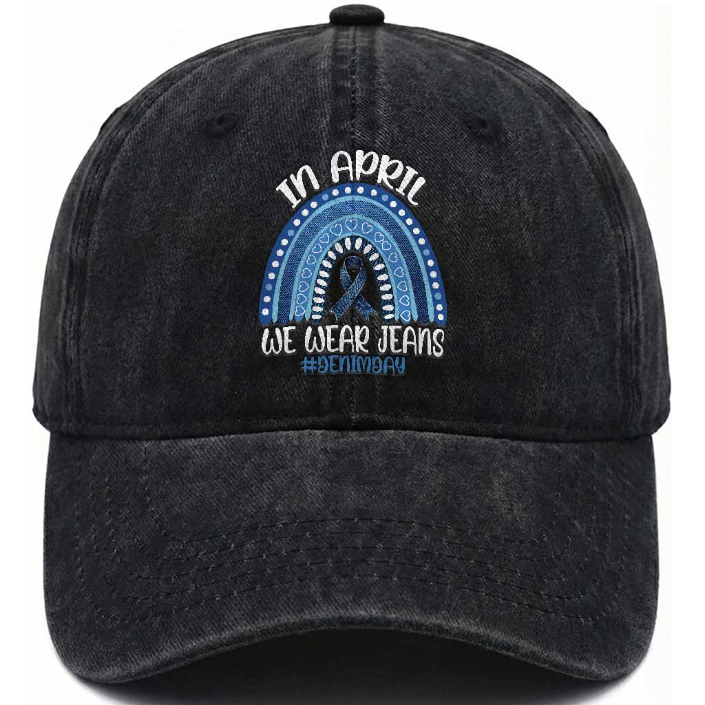 Denim Day Awareness Washed Cotton Baseball Cap In April We Wear Jeans Rainbow TS11 Print Your Wear