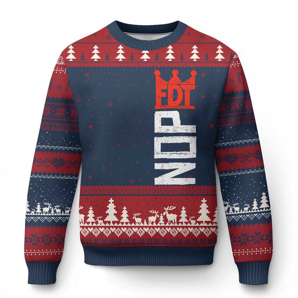 No Kings Protest Nope Funny Political Satire Ugly Christmas Sweater TS11 Navy Red Print Your Wear