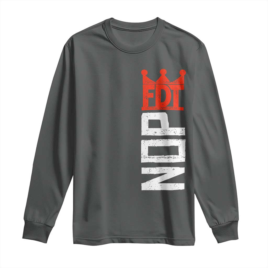 No Kings Protest Nope Funny Political Satire Long Sleeve Shirt TS11 Dark Heather Print Your Wear