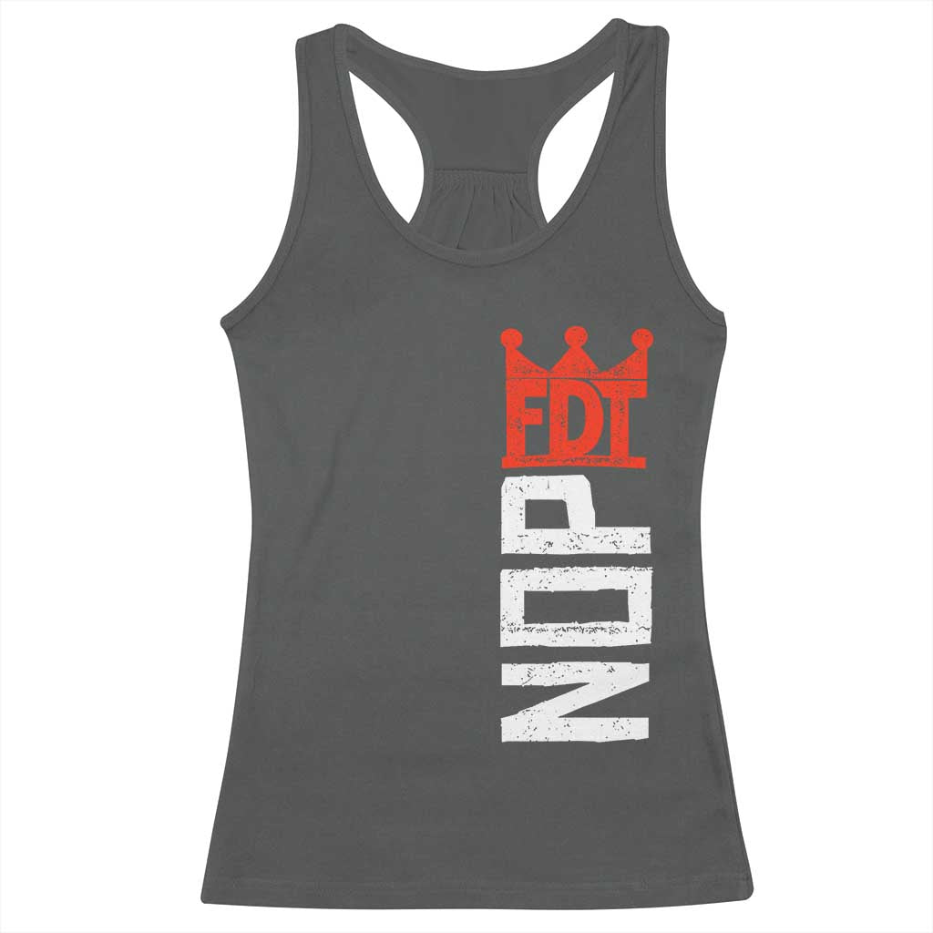 No Kings Protest Nope Funny Political Satire Racerback Tank Top TS11 Dark Heather Print Your Wear