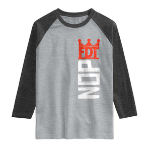 No Kings Protest Nope Funny Political Satire Raglan Shirt TS11 Heather Gray Heather Charcoal Print Your Wear