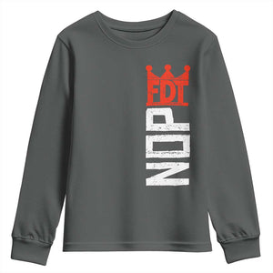 No Kings Protest Nope Funny Political Satire Youth Sweatshirt TS11 Dark Heather Print Your Wear