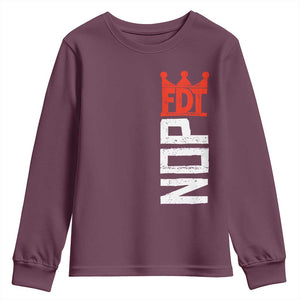 No Kings Protest Nope Funny Political Satire Youth Sweatshirt TS11 Maroon Print Your Wear