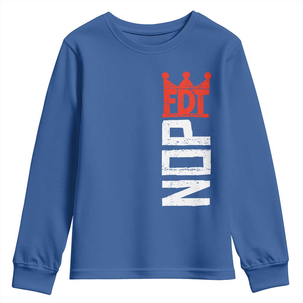 No Kings Protest Nope Funny Political Satire Youth Sweatshirt TS11 Royal Blue Print Your Wear
