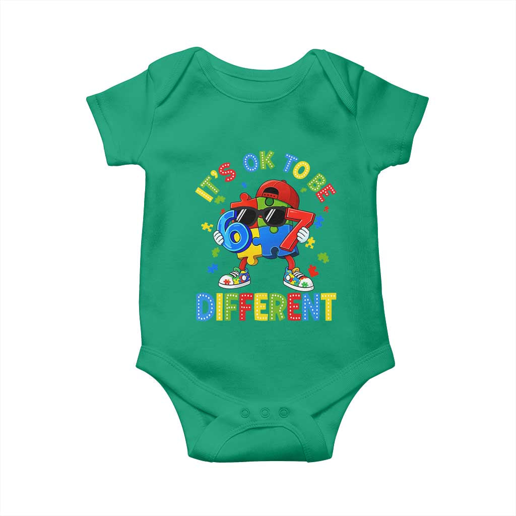 Six Seven Autism Awareness Baby Onesie It Is Ok To Be Different 67 Meme Puzzle TS11 Irish Green Print Your Wear