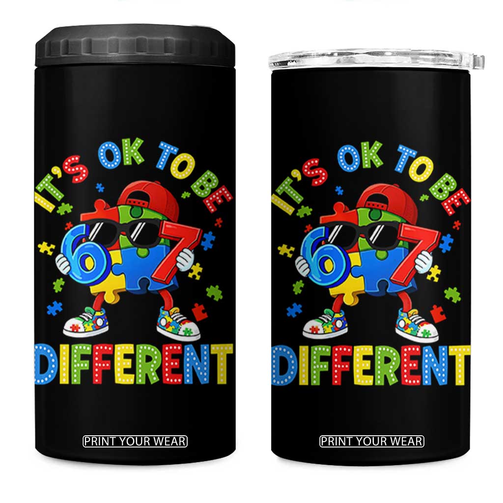 Six Seven Autism Awareness 4 in 1 Can Cooler Tumbler It Is Ok To Be Different 67 Meme Puzzle TS11 One Size: 16 oz Black Print Your Wear