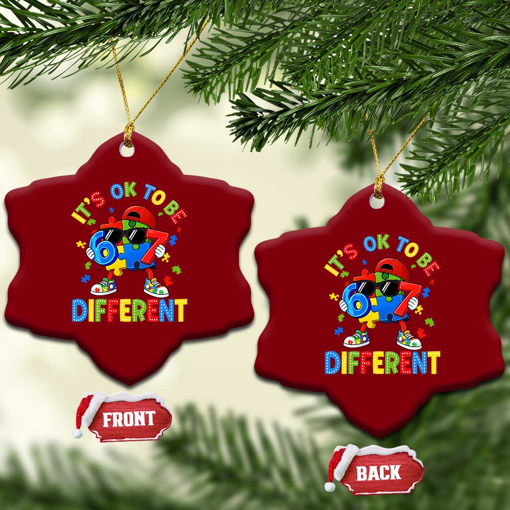 Six Seven Autism Awareness Ceramic Ornament It Is Ok To Be Different 67 Meme Puzzle TS11 Print Your Wear